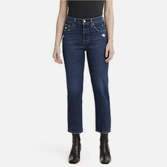 NWT LEVI'S 501 Original Cropped Jeans 28 Button Fly Straight Leg Dark Wash Crop - Picture 2 of 10